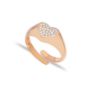 Anillo ajustable con diseño de corazón de piedra de circón de moda, venta al por mayor, joyería de plata esterlina 925 hecha a mano - Product Image 4