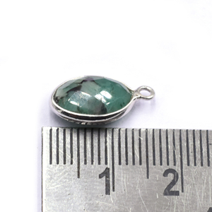 Esmeralda Marquesa forma 925 bisel de plata esterlina plateado colgante hecho a mano fabricación de joyas - Product Image 2