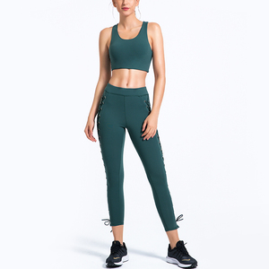 Women's Workout Leggings Side Long Adjustable Strings <b>Straight</b> Leggings High Waist Gym Yoga Pants All Solid Color Yoga Pants - Product Image 4