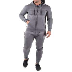 Survêtement à fermeture éclair complète en molleton de polyester d'automne à capuche solide avec doublure latérale personnalisable à la mode pour hommes de grande taille - Product Image 4