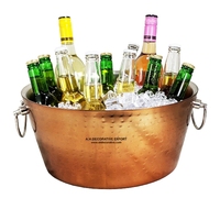 Cuivre Antique Martelé À La Main Conception Grand Seau À Glace Refroidisseur De Vin Baignoire Champagne Métal Seau À Glace Baignoire pour Barware Outils