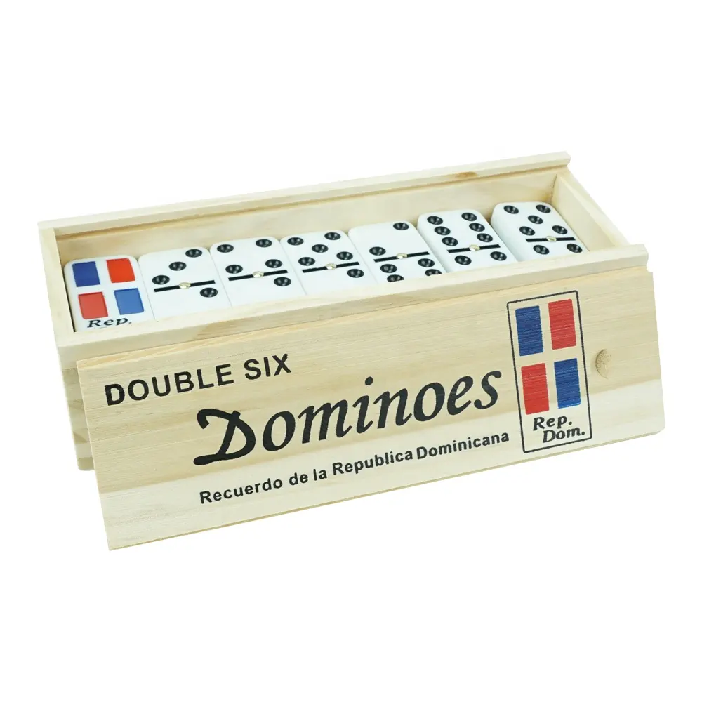 Kaile المهنية العلم لعبة الدومينو مجموعة جمهورية الدومينيكان خريطة enraved مزدوجة 6 الأبيض الدومينو كتلة سبينر في صندوق خشبي مصنع