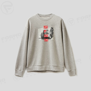High Quality Plain Customize Graphic Print Crewneck <b>Sweatshirt</b> Unisex Custom Pullover Mens Fashion Plain <b>Grey</b> Hoodies - Product Image 4