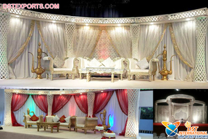 Decoración de Escenario con Temática Blanca para Recepciones, Temática Noche Árabe, Decoración de Escenario para Bodas de Bollywood, Decoración de Escenario para Fiestas con Temática de Aladdin - Product Image 6