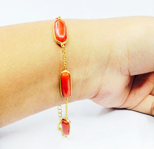 Latest Sterling <b>Silver</b> 925 Gold Plated Coral Wholesaler Woman Adjustable Customizable Natural Gemstone Handmade Unique <b>Bracelets</b> - Product Image 4