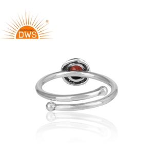 Bague de mariage en pierre précieuse grenat rouge, argent Sterling 925, ajustable, gros bijoux - Product Image 4
