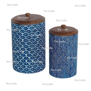 กล่องภาชนะไม้ที่มีฝาปิดชุดที่แตกต่างกันสองขนาดเกลือน้ำตาลกล่องเก็บกาแฟสำหรับอุปกรณ์ครัว - Product Image 6