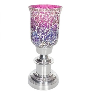 Portavelas de Metal con cuentas blancas Hurricane Elegante luz única Hurricane Festivo Portavelas decorativo-Silver Hurricane - Product Image 3