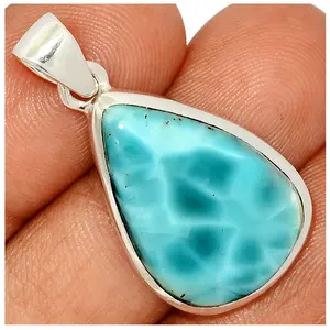 Original Larimar Crystal Healing Pendants in Solid Sterling Silver Available In Bulk Stock At Best Price