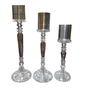 Ensemble de 3 bougeoirs pour décoration de mariage, finition argentée, bougeoir à pilier artisanal - Product Image 6