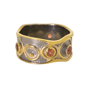 แหวนเงินแท้925ชุบทองดีไซน์ใหม่อัญมณีโกเมนธรรมชาติผู้ผลิตขายส่ง - Product Image 1