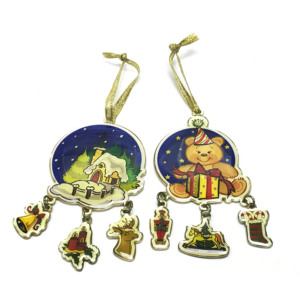 Personalizado Popular Pequeño patrón de dibujos animados de acero varios diseños Colgante con cúpula de epoxi Adorno de Navidad para el festival - Product Image 1