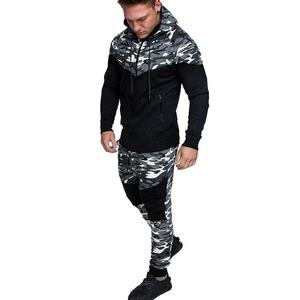 New Style Camouflage <b>Zip</b> <b>Up</b> Hoodie Plain Cotton Custom Tracksuit Wholesale Price Zipper Gym Fitness Casual Sports Wear Tracksuit - Product Image 3