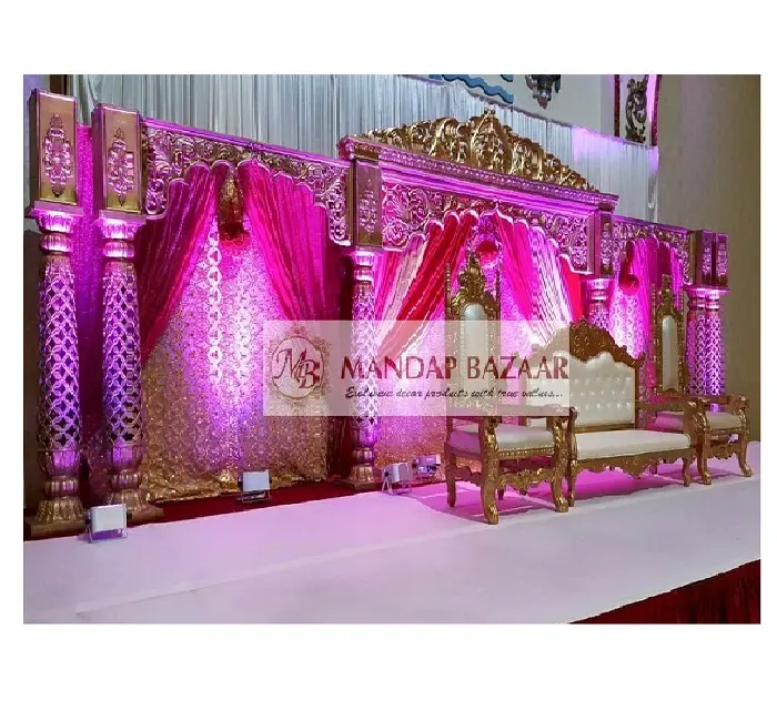 Rajaswatson Panggung Pernikahan, Dekorasi Acara Pesta Pernikahan Serat Pernikahan Jodha Akbar Set Panggung Tradisional Serat Rajwada