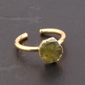 Anillo fino de galvanoplastia ajustable Unisex, peridoto Natural, piedra preciosa áspera, accesorio elegante para fiesta de boda, ventas directas de fábrica - Product Image 4