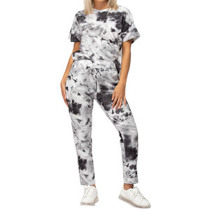 ชุดกีฬา2ชิ้นไซส์ใหญ่พิเศษสำหรับผู้หญิงชุดวิ่งโพลีเอสเตอร์น้ำหนักเบาพิมพ์ลายมัดย้อม - Product Image 6