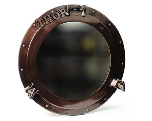 Espejo de pared de ojo de buey Vintage hecho a mano iluminado cobre antiguo agujero redondo decorativo espejo de baño decoración náutica de un solo lado - Product Image 6