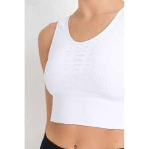 บริการ OEM ขายส่ง บราออกกำลังกายไร้ตะเข็บแบบใหม่ ดีไซน์ OEM สีขาว ตัดด้วยเลเซอร์ - Product Image 4