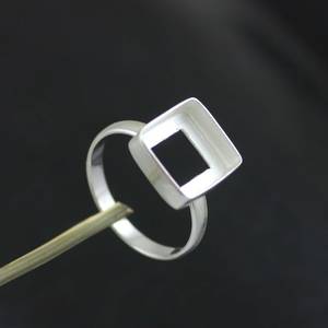 Bague de lunette en argent Sterling 925 sans pierre, collier carré uni de 25 MM plaqué or Rose, tasse de bricolage, recherche Fine, fournisseur de bijoux - Product Image 5