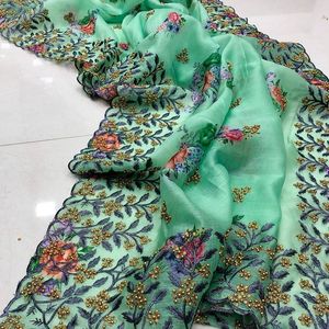 Katan Saree Dernier créateur Tenue de soirée Mariage Dames Vêtements pour femmes Georgette Soie Broderie Travail Sari avec Blouse Vêtement - Product Image 1