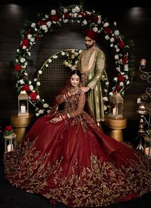 Dymade — robe de mariée élégante longueur au sol, avec belle robe dupata enveloppée, zaari fonctionne pour le mariage, nouvelle collection @ 2022 - Product Image 2