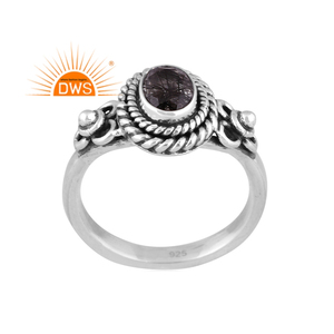 Handmade Oxidized Sterling Silver Natural Black Rutile Gemstone <b>Statement</b> <b>Ring</b> Jewelry For Women Gift For Her - Product Image 1