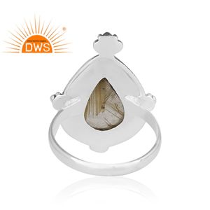 Anillo de Piedra Preciosa de Rutilo Dorado Natural, Anillo de Plata de Ley 925 de Diseño Antiguo Indio, Fabricante de Joyería, Colección Clásica - Product Image 4