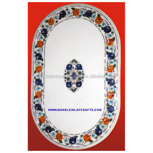 Mesa con incrustaciones, mesa de comedor de mármol - Product Image 1