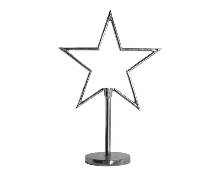Luxury Decoration Aluminum Decorative Tabletop Star Candlestick Candle Holder Stand Silver Antique Metal Craft For Home Decor