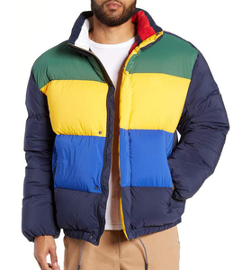 Chaqueta acolchada de burbujas de bloque de color de dos tonos cálida de invierno para hombre, rompevientos de lona sólida para adultos - Product Image 1