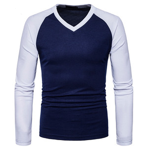Nouveauté T-shirt à manches longues pour homme, col en V, 100% coton, tricoté, uni, design personnalisé, prix de gros, Bangladesh - Product Image 4