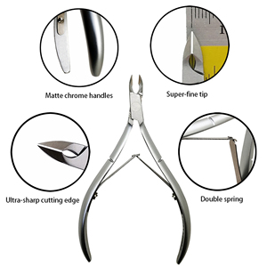 Pince à cuticules professionnelle en acier inoxydable finition mate, options de mâchoires 4mm, 5mm, 6mm, double ressort, ressort simple, personnalisable - Product Image 4