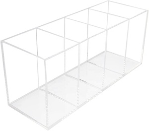 Pen Custom Acrylic Pen Box Lucite Pencil Holder With Printing Logo Square And Round Shape Desktop Organizer