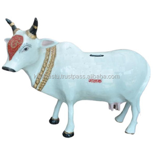 Tôn Giáo Ấn Độ Bò Bức Tượng Trong Vàng Kết Thúc Bò Và Bê Điêu Khắc Bò Và Bê/Kamadhenu Với Thiên Chúa Con Số Brass Tượng - Product Image 6