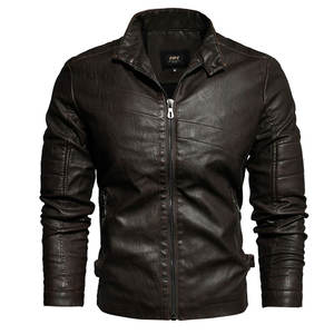 Chaqueta de cuero con cremallera para hombre, chaqueta de motorista, informal, a la moda, 2020 - Product Image 1