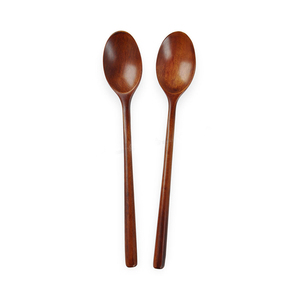 Juego de cucharas de té de madera hechas a mano ecológicas de primera calidad de dos diseños clásicos de mango largo espejo pulido uso en el hogar fiestas - Product Image 1
