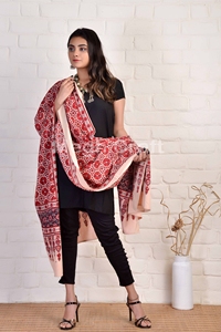 Kutch เสื้อฮู้ดผ้าฝ้ายพิมพ์ลาย,Ajrakh Dupatta - Natural Dye สำหรับ Salwar Suit - Cotton Dupatta - Product Image 3