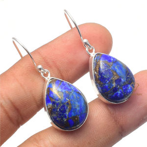 Boucles d'oreilles Lapis Lazuli en argent et Sterling, boucles d'oreilles pendantes, en cuivre naturel, bijoux de créateurs, pour les fournitures en gros, nouvelle collection - Product Image 2