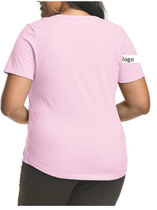 Camiseta de manga corta con cuello en V para mujer, 100% algodón, ropa de lavado a máquina importada, gran oferta, venta al por mayor - Product Image 2