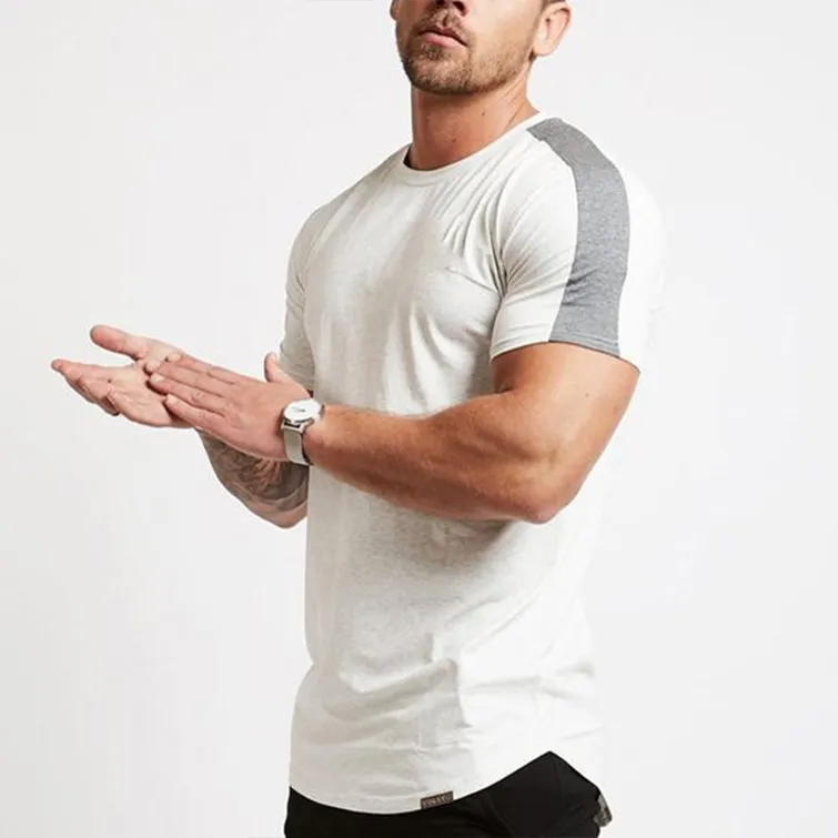 T-shirt col rond pour hommes, 2020, de haute qualité, à coupe étroite, pour gym, vente en gros, nouvelle collection