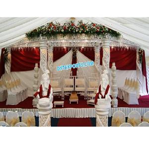 Mariage indien du Sud Cristal blanc Mandap Mariage indien Cristal blanc Hexagone Mandap Mariage Maharaja Cristal Piliers Mandap - Product Image 1