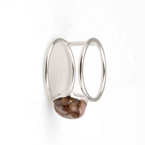 RJR0121 Anillo de piedras preciosas para mujer 10mm Fabulous Double Band Eternity Sterling Silver Vermeil Natural Pink Opal Copper Bezel Setting - Product Image 3