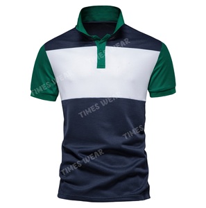 เสื้อลำลองของผู้ชายสไตล์ที่กำหนดเอง100% กระเป๋าผ้าฝ้ายตัดสีตัดกันตัดแขนสั้นสีทึบ - Product Image 1