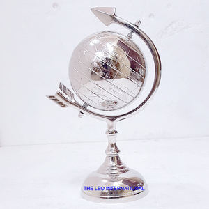 World <b>Globe</b> and Stainless Steel Metal for Home Decor Educational Purpose Knowledge Kids Round Stand 10x8x14 Inch - Product Image 3