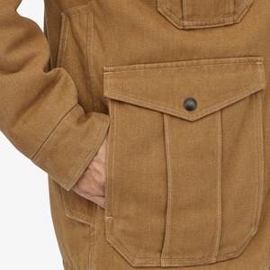 Veste en toile décontractée pour homme, hiver, décoration en fourrure, grande taille, respirante, motif uni, tissu en cuir polyester, style boutonné - Product Image 5