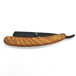 Mango de madera con logotipo OEM, afeitadora de barba, recta, personalizada, precio bajo, venta al por mayor - Product Image 2