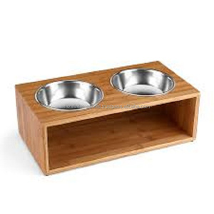 Modern Bamboo Wood <b>Raised</b> <b>Dog</b> <b>Bowl</b> with Stainless Steel Interior XL Size 100ml 200ml 250ml Volumes Cat <b>Dog</b> Food Eating Drinking - Product Image 5