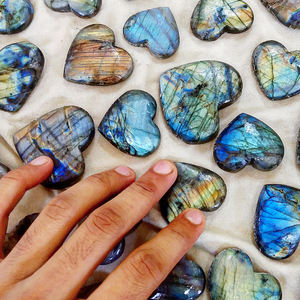 Labradorita obsidiana piedra corazón colgante 2mm Acero inoxidable corazón gota encanto energía Natural piedras cristal piedra preciosa árbol 2mm - Product Image 1