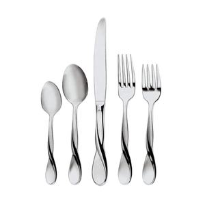 Ensemble de couverts élégant en acier inoxydable argenté avec poignée en métal torsadé blanc Ensemble de service pour buffet durable dans une boîte-cadeau - Product Image 1