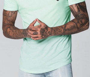 Camiseta de algodón de manga corta para hombre, cuello redondo, 200gms, Color sólido, dobladillo curvo Simple, gran oferta informal, camisetas, camiseta sencilla para hombre - Product Image 4